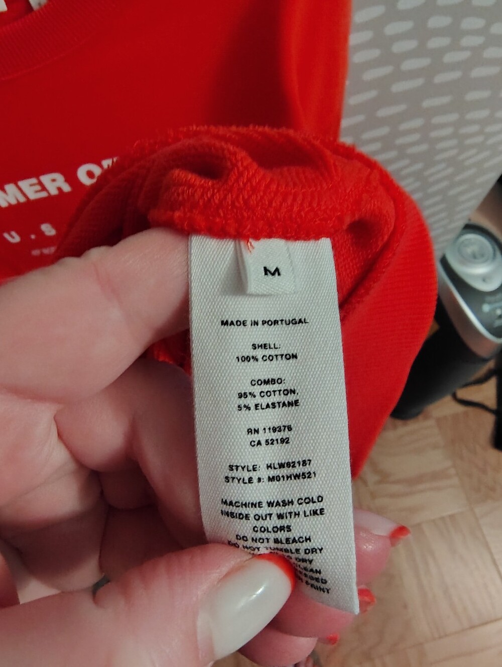 Helmut Lang Red Crewneck Sweatshirt with White Graphic Sz M - Picture 4 of 7